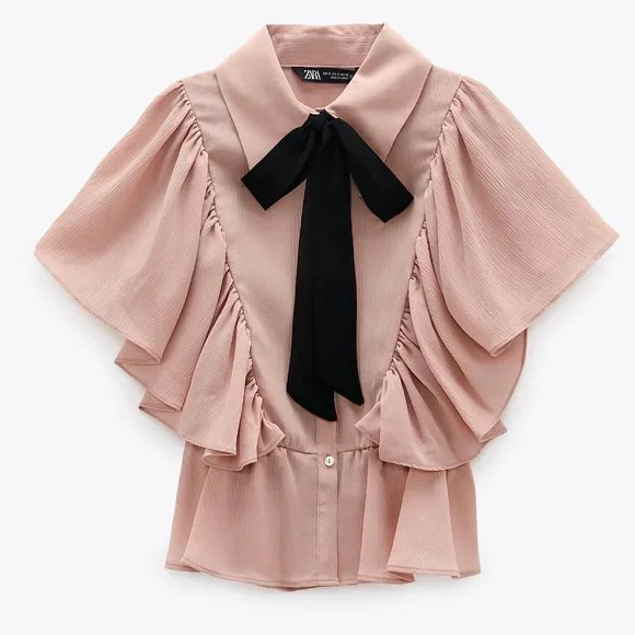 LAST ONE!!! ZARA Blouse with Contrasting Tie - Picture 8 of 12